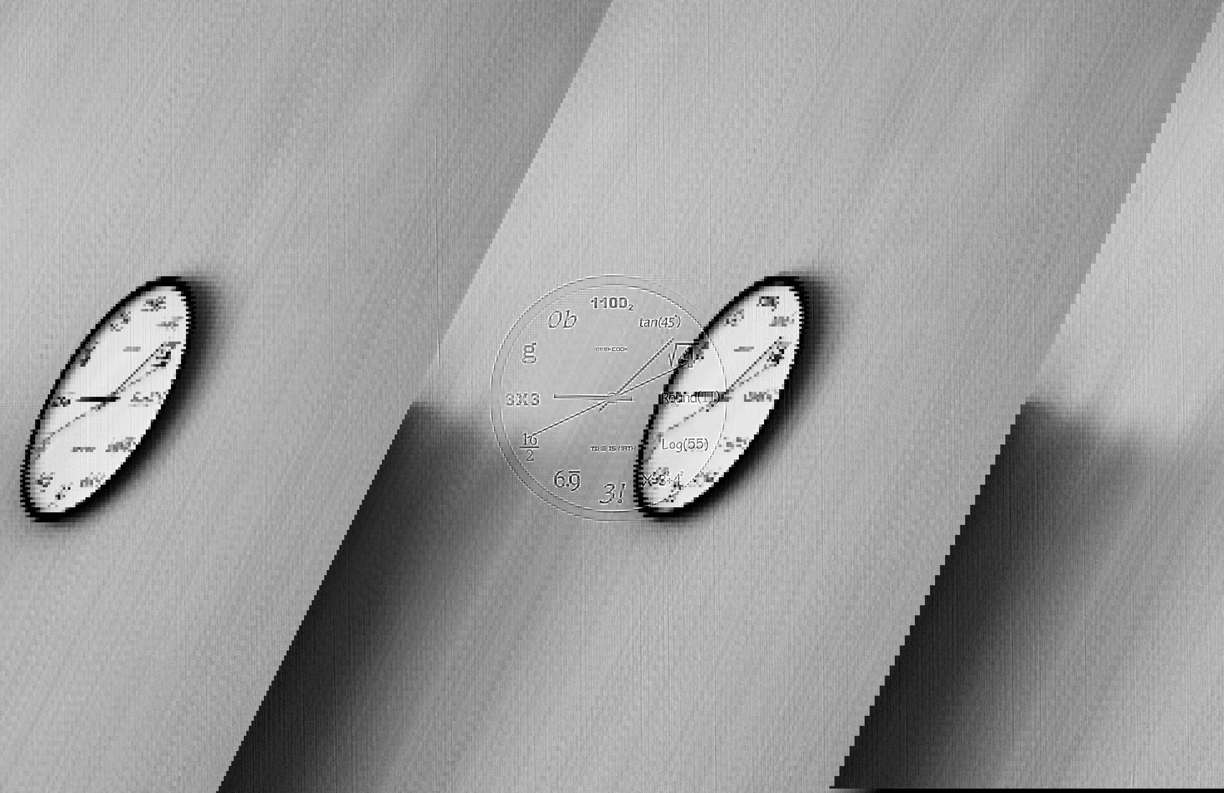Reloj en la pared con logartimos matemáticos en lugar de horas
