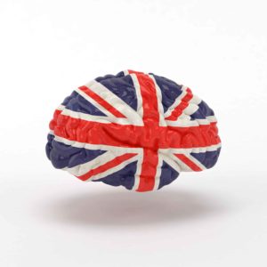 Cerebro con la bandera inglesa