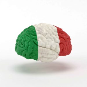 Cerebro con bandera italiana
