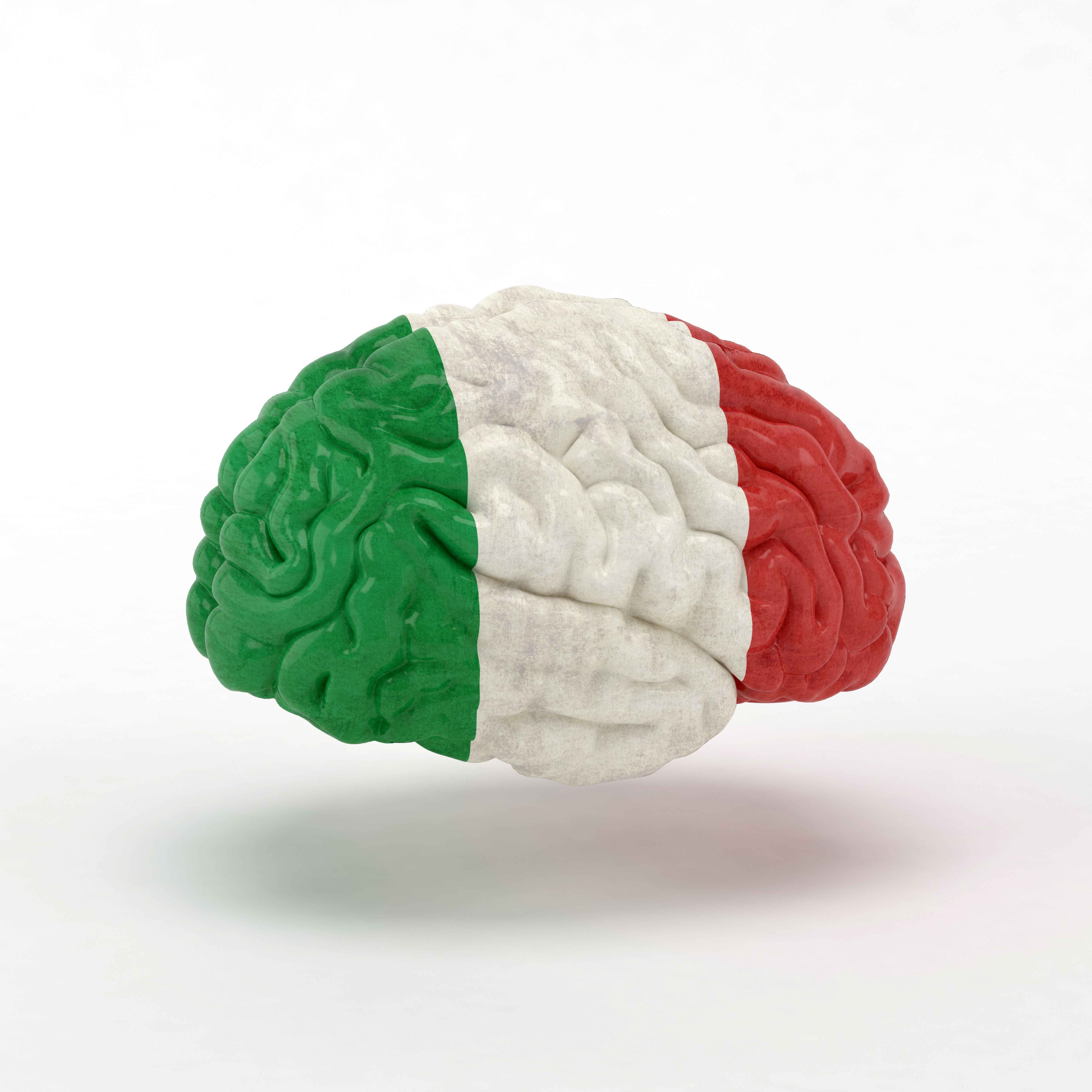 Cerebro con bandera italiana