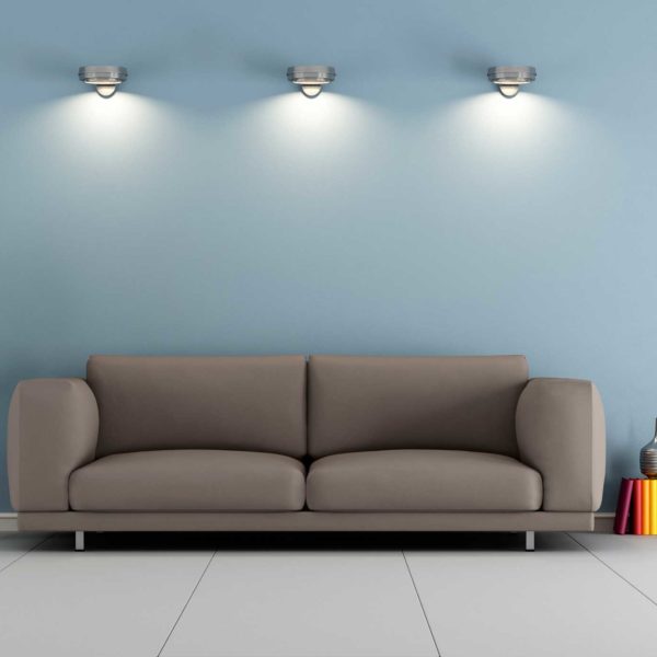 Montaje 3d de sala de estar iluminada